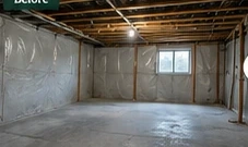 Illustration of an unfinished basement